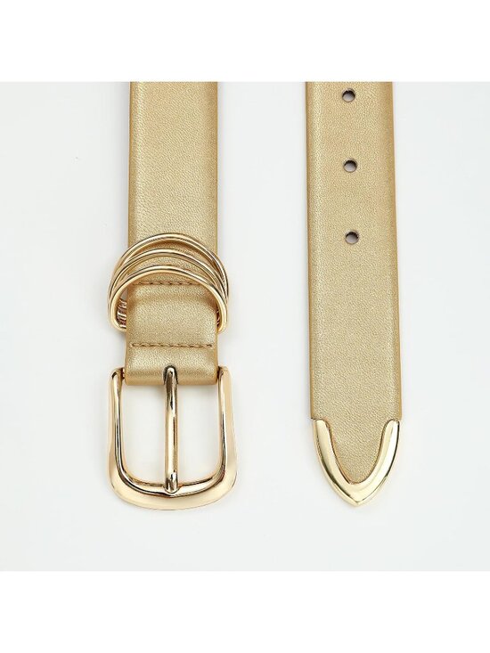 Women Gold Leather Dress Belt For Jeans Pants Fashion With Classic Gold Buckle main image 6